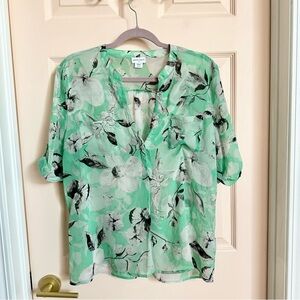 Green semi sheer Jaclyn smith top